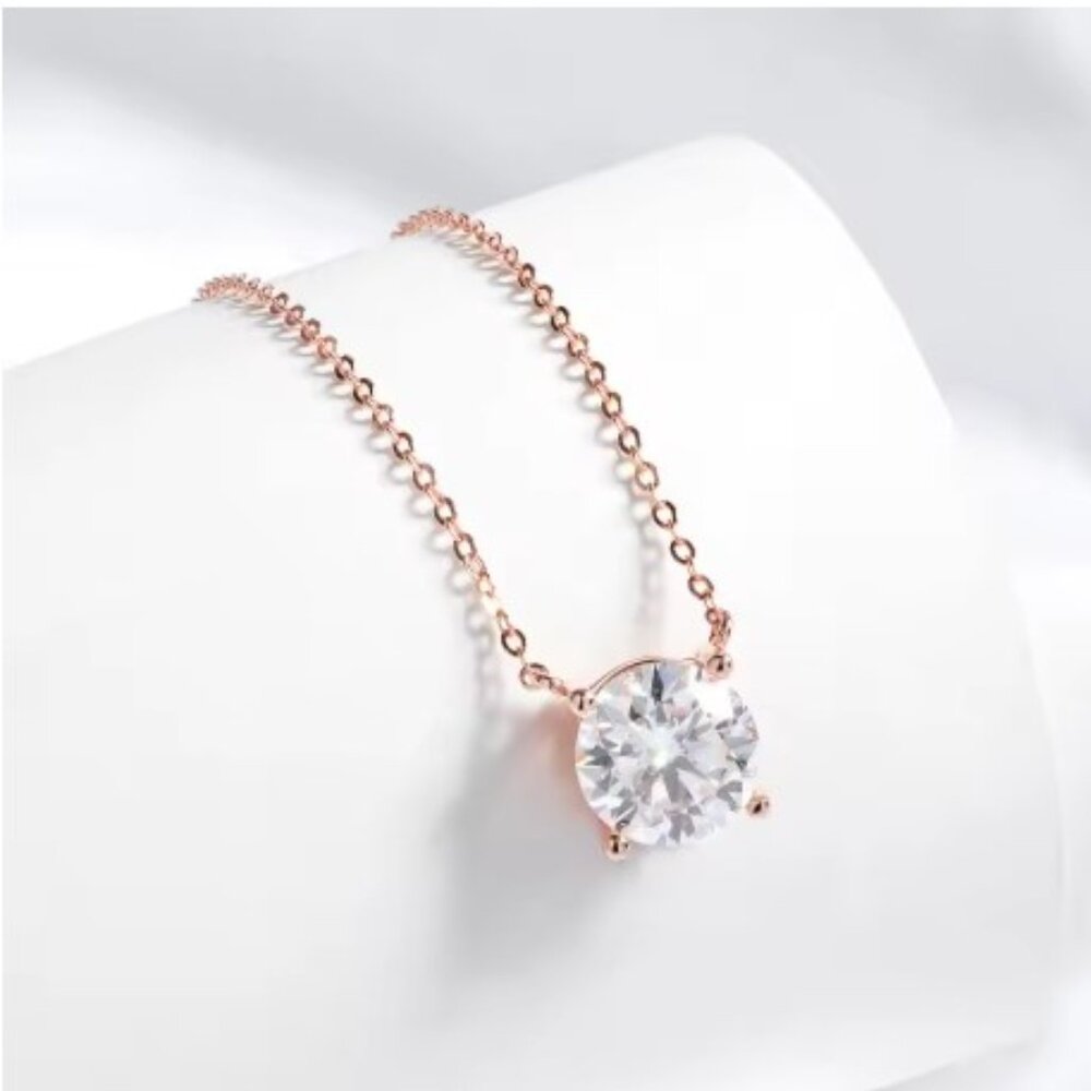 18K Rose Gold Solitaire 1 Carat‎ Necklace